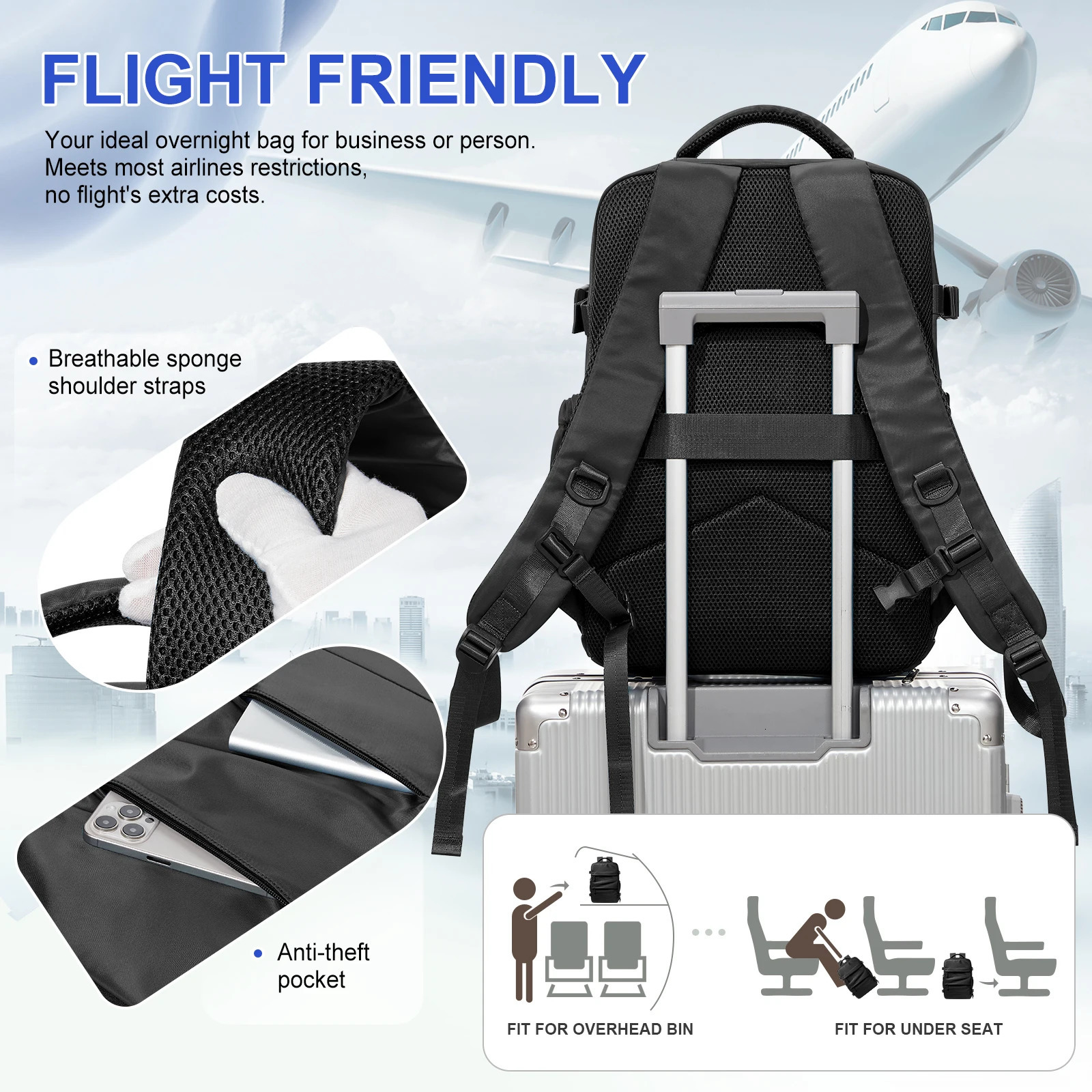 Waterproof travel backpack mens outdoor hiking backpack Ryanair 40x20x25 backpack cabin handbag executive notebook bag 241023