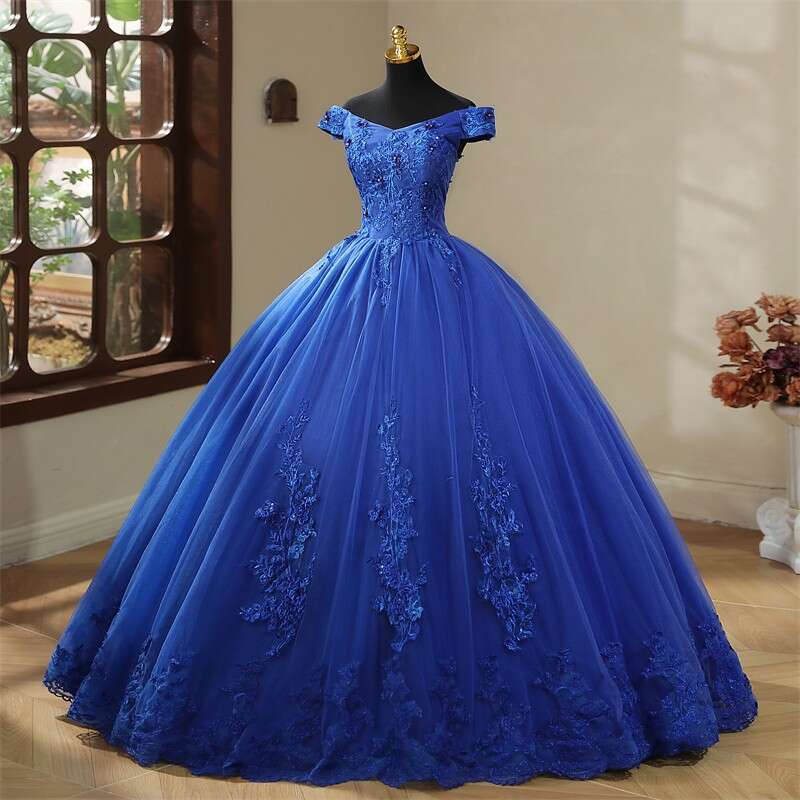 2024 New Blue Quinceanera Dresses Sweet Wers Party Dress Lace Ball Gown Vintage Boho Vestidos Pluse Size Custom Color