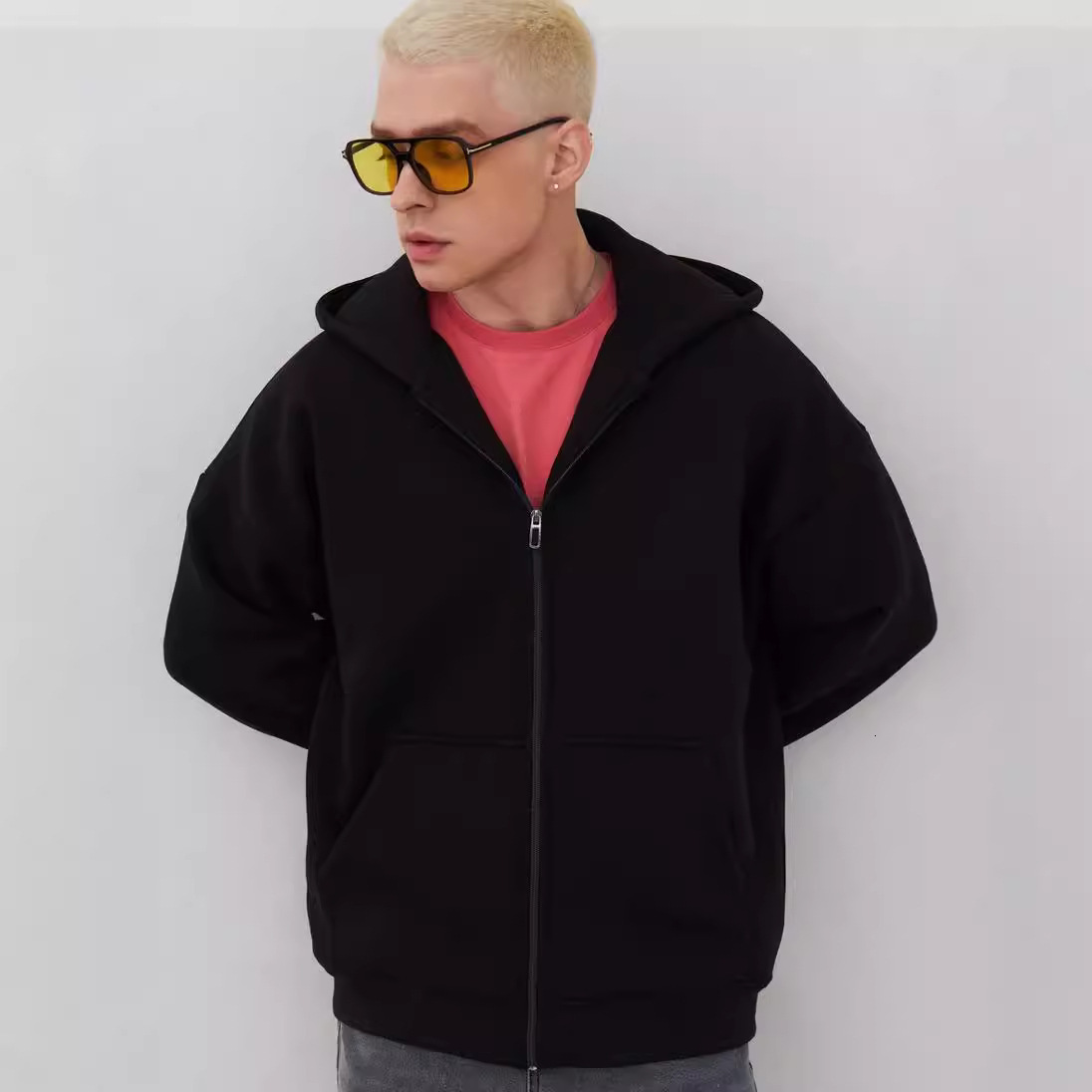Men's hoodie, autumn new large circular hooded zipper suitable for both men and women, warm and fashionable