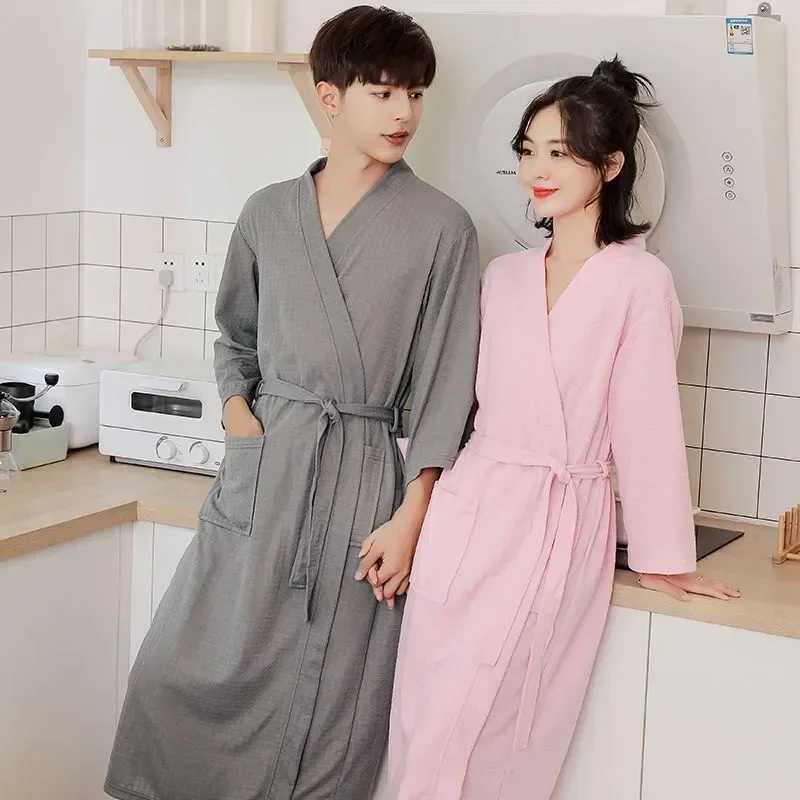 Clothing formal gowns long robes lovers gowns solid home furnishings pajamas Chinese oversized pajamas cotton bathroom W241023