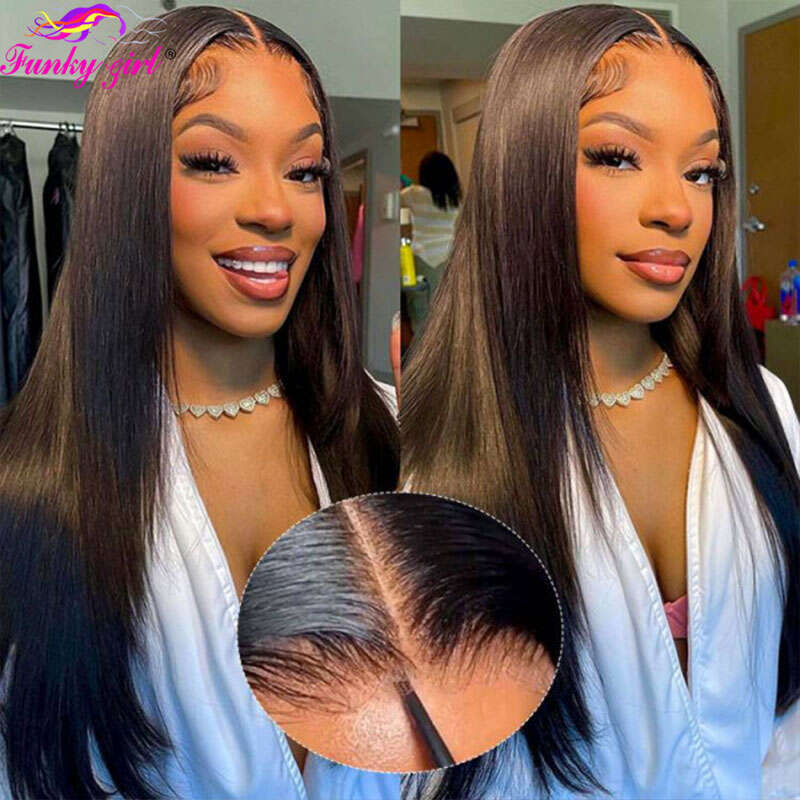 Glueless Wig Bone Straight Front Human Brazilian Remy Hair Transparent Lace Closure Wigs For Women