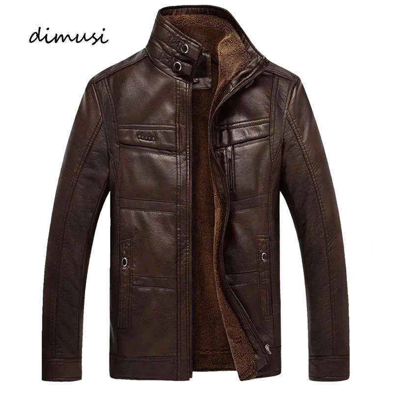DIMUSI leather jacket mens winter tight fitting jacket thick coat mens casual collar leather jacket clothing 5XL 241023