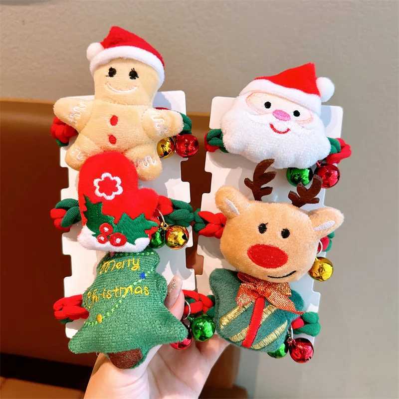 Christmas Day Hair Accessories Headstring Childrens Cute Weaving Hair Ring Girls Christmas Ball Tie Headband Rubber BandX241021