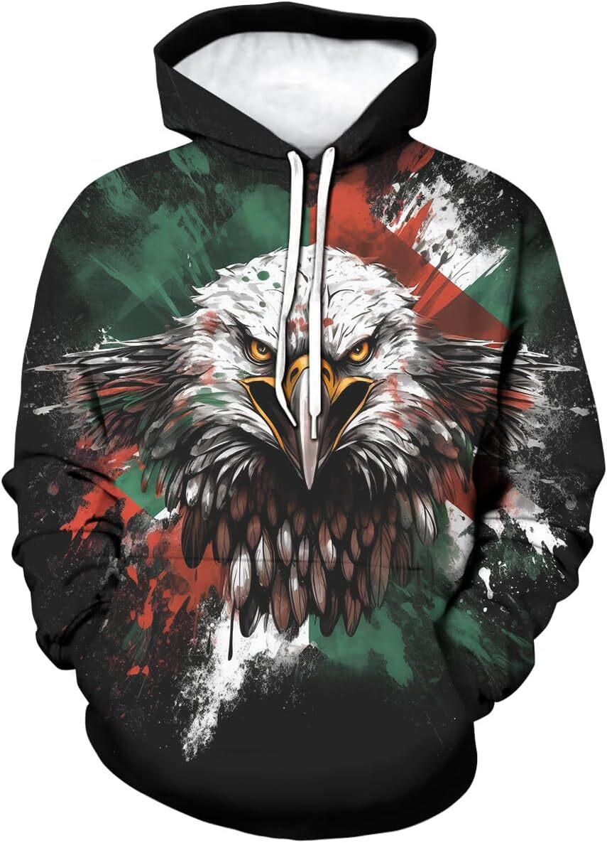 Hoodie for Mens Womens Retro Mexican Eagle 3D Print Hoodie Mexico Graphic Hoodies Sweatshirt Pullover For Men Graphic Hoodies sweatshirt Hip hop Warmt