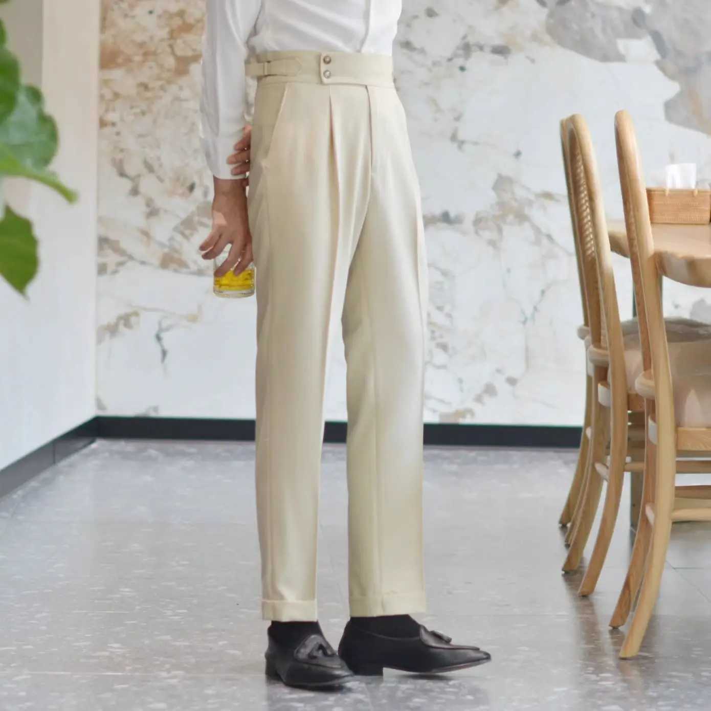 Mens Summer Pants Business Social Tailoring White High Waist New in Male Suit Trousers Korean Style Clothes Designer Up LuxuryXJ241023