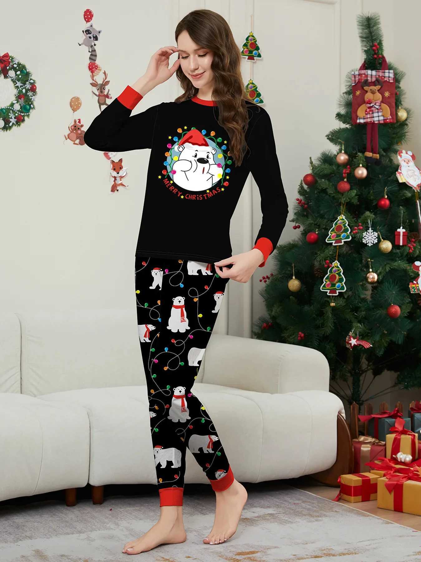 New Cartooon Bear Print Family Pajamas Set Parent-child Matching Outfits Christmas Clothing Casual Loose Pyjama Xmas Family LookXJ241008
