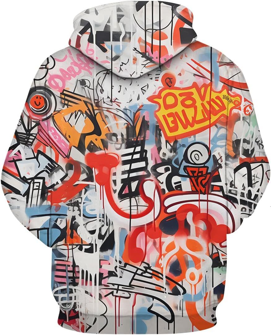 Hoodie for Mens Womens Mens Colorful Comic Graffiti Print Hoodie Hoodies Magic Trippy Graffiti Graphic Sweatshirts Pullover Graphic Hip hop Warmth