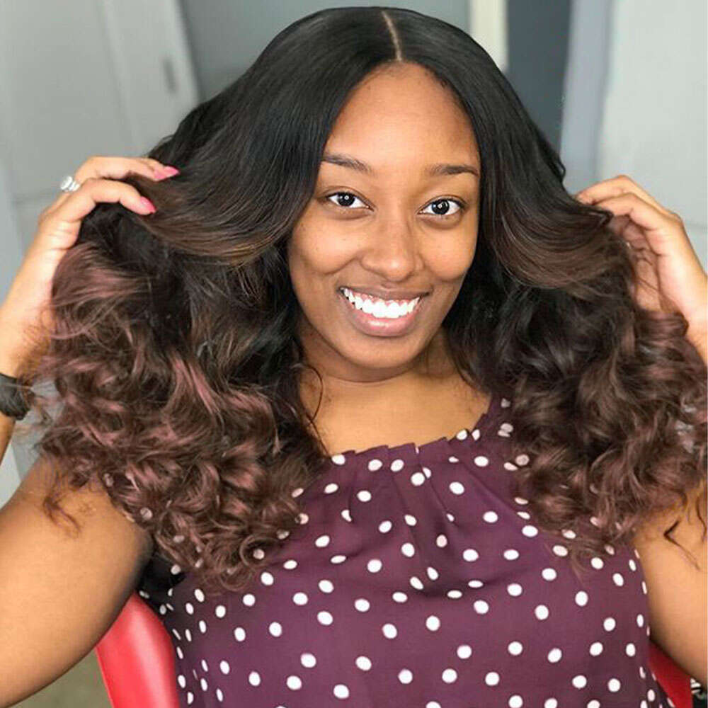 250% Density Blonde Loose Wave Front Ombre 1B/4 Brown Colored 13x4 HD Transparent Lace Frontal Human Hair Wig For Women