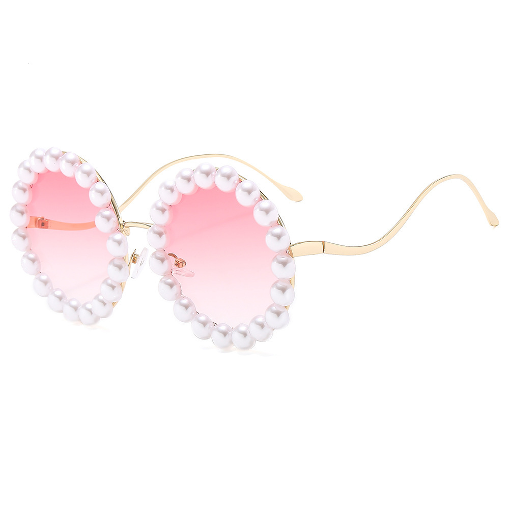 Personalized round frame high-end pearl luxurious and elegant sunglasses