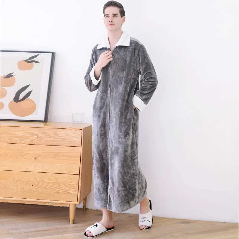 Winter Warm Couple Spwear Long Zipper Bathroom Sleepwear Thick and Soft Night Fruit Fashionable Warm Big Collar Casual Home Clothes W241023