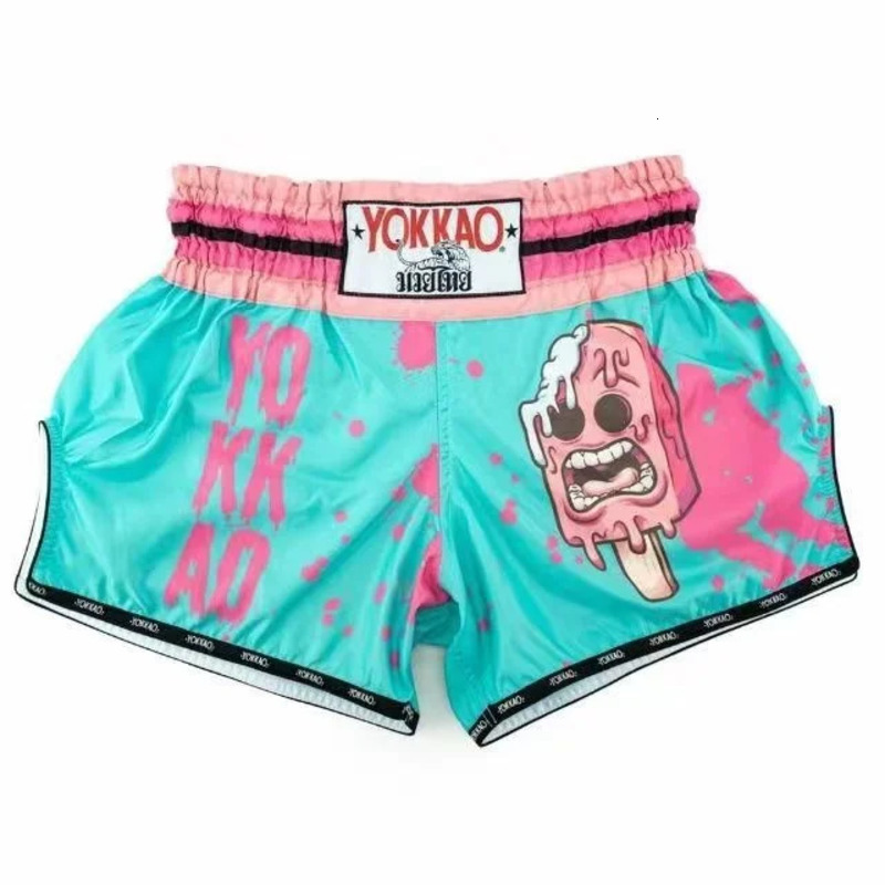 Yokkaos Muay Thai Shorts Fighting Suit 2024 New Unisex Beach Pants Childrens Combat Training Suit Letter Printed Boxer Shorts