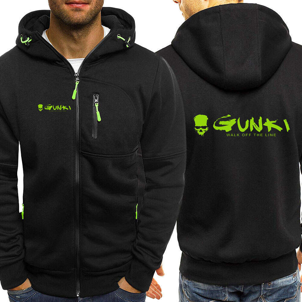 High end Autumn Spring Gunki Logo Printed Cardigan Hooded Zipper Sweatshirts Men s Outdoor Popular Sports Streetwear Leisure Hoodies Sport Leiure Hood
