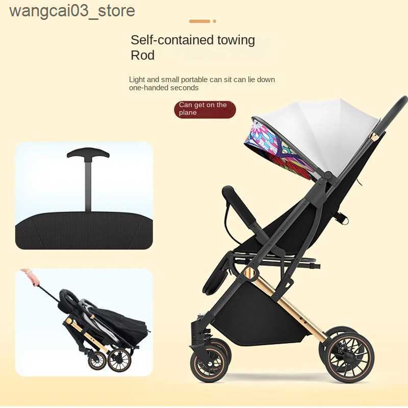 Strollers# New Baby Stroller Ultra-lightweight Pram can sit and lie down Foldable 0-3 Years old Childrens strollers Four Wheels L240910