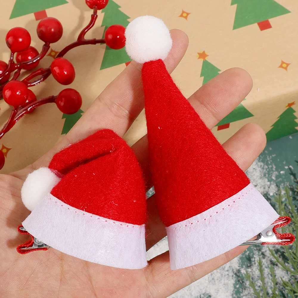 1/2pcs Christmas Hair Clip Xmas Hat Hair Clips Santa Cap Duckbill Clips Cute Mini Hat Hair Barrettes Holiday Hair AccessoriesX241022