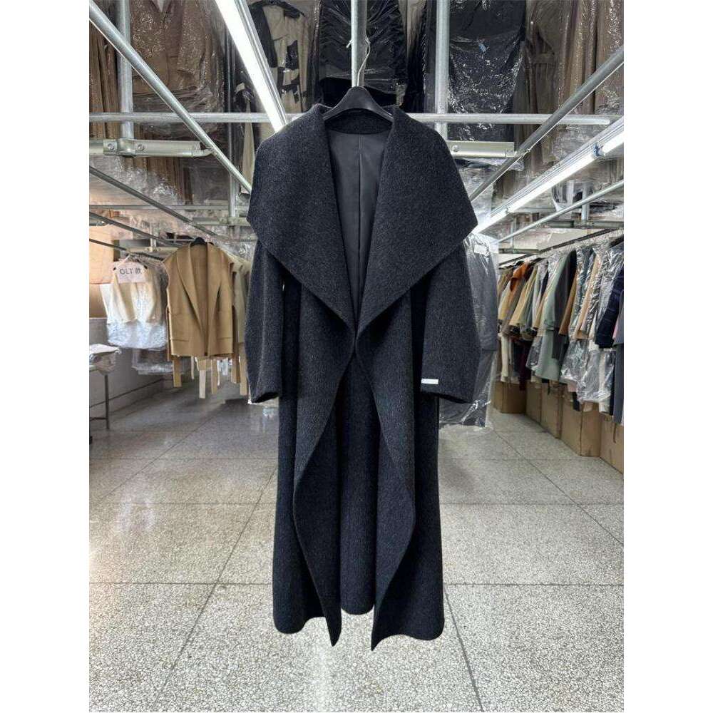 Large Lapel Woolen Jackets Autumn And Winter Korean Style Loose Lazy Lace-Up Women's Long Wool Coats Outerwear