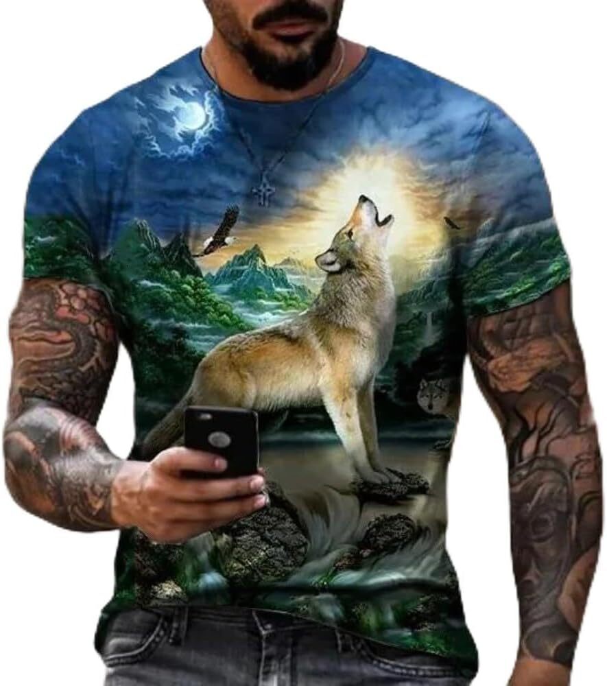 Mens T shirt Men Cool Animal T-Shirt Wolf 3D Printed T Shirt Men Women Short Sleeve T-Shirt tee Casual tops summer clothes nice