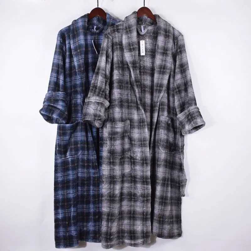 Mens sleepwear autumn long Sve thin coral velvet robe flat bottomed bathroom casual night light W241023