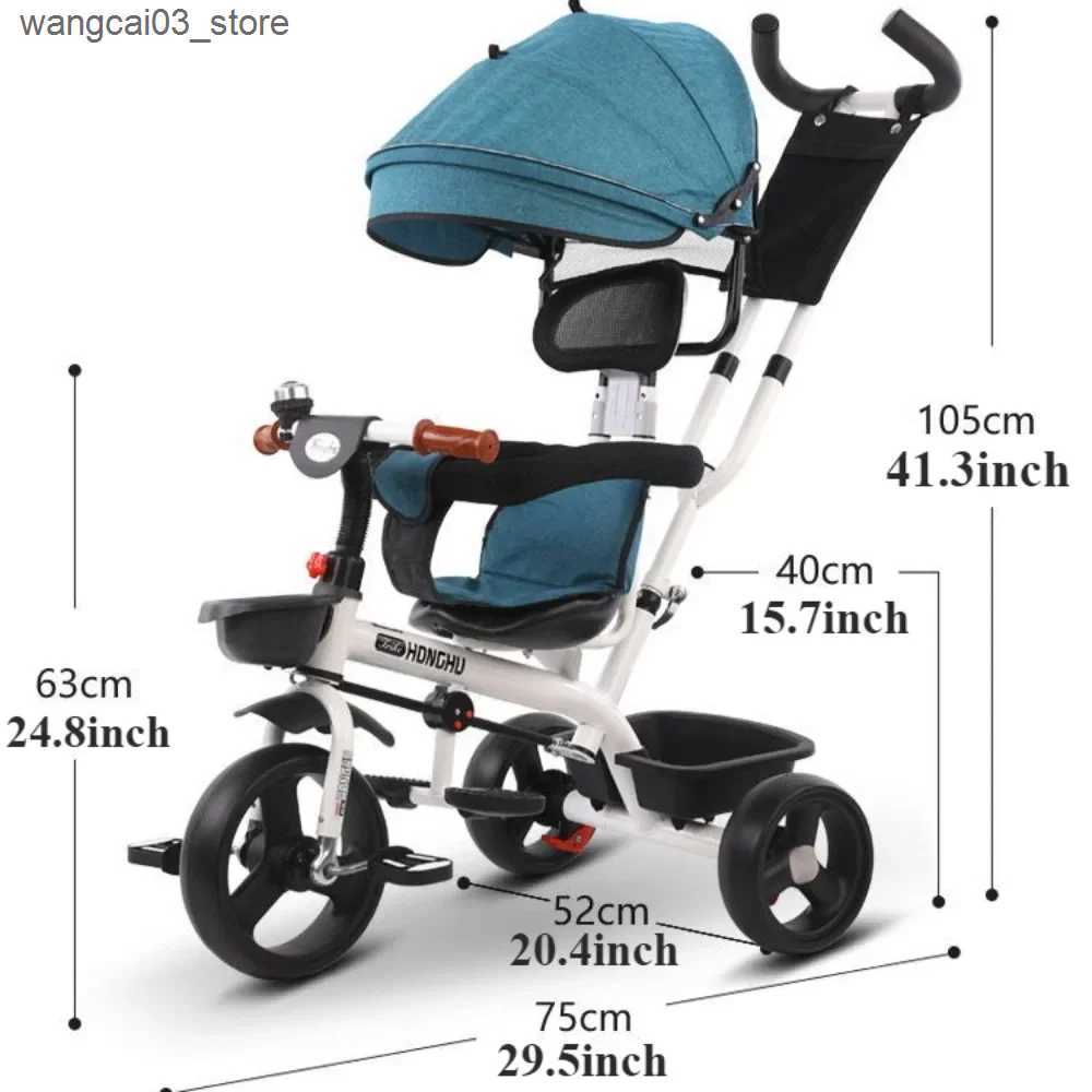 Strollers# 2 in 1 Baby Stroller with Foldable Pedal Kids Tricycle with Large Rear Storage Guardrail Anti-Rollover for Infant Toddlers L240910