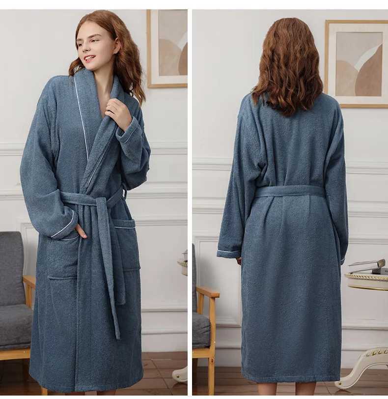 Spring towel bathroom mens 100% pure cotton Spwear kimono bathrobe unisex dress long shower Sp dress looped robe white W241023