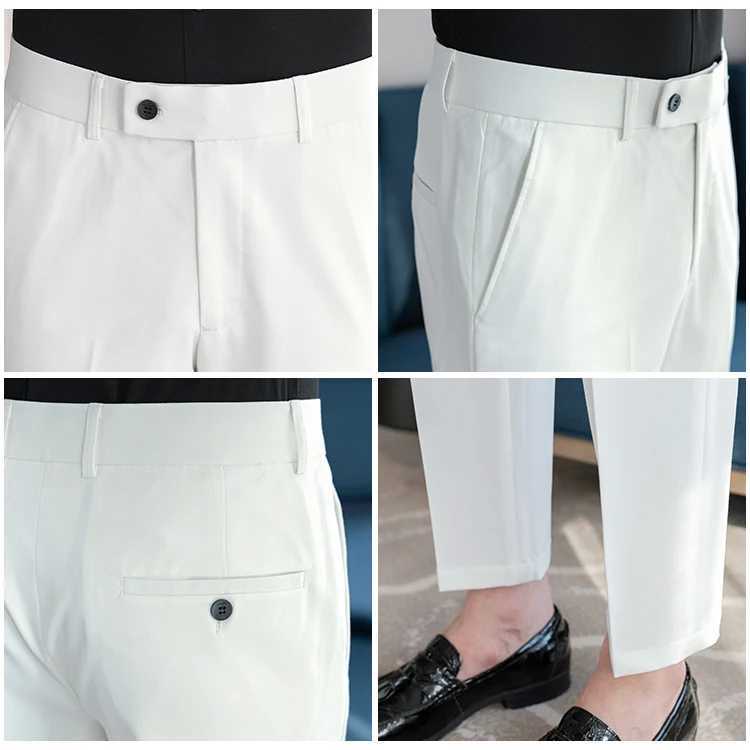 Summer Thin Business Casual Suit Pants Men Elastic Comfortable Cropped Pants Fashion Slim Fit Office Social Trousers 28-40X241023