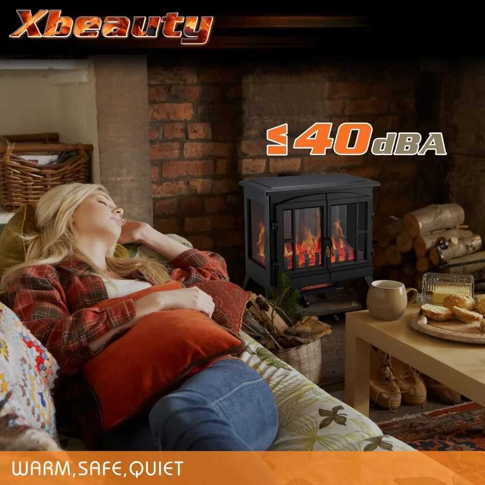 Home Heaters Electric Fireplace Stove Freestanding Fireplace Heater with Realistic Flame Indoor Electric Stove Heater Portable Infrared S2410224