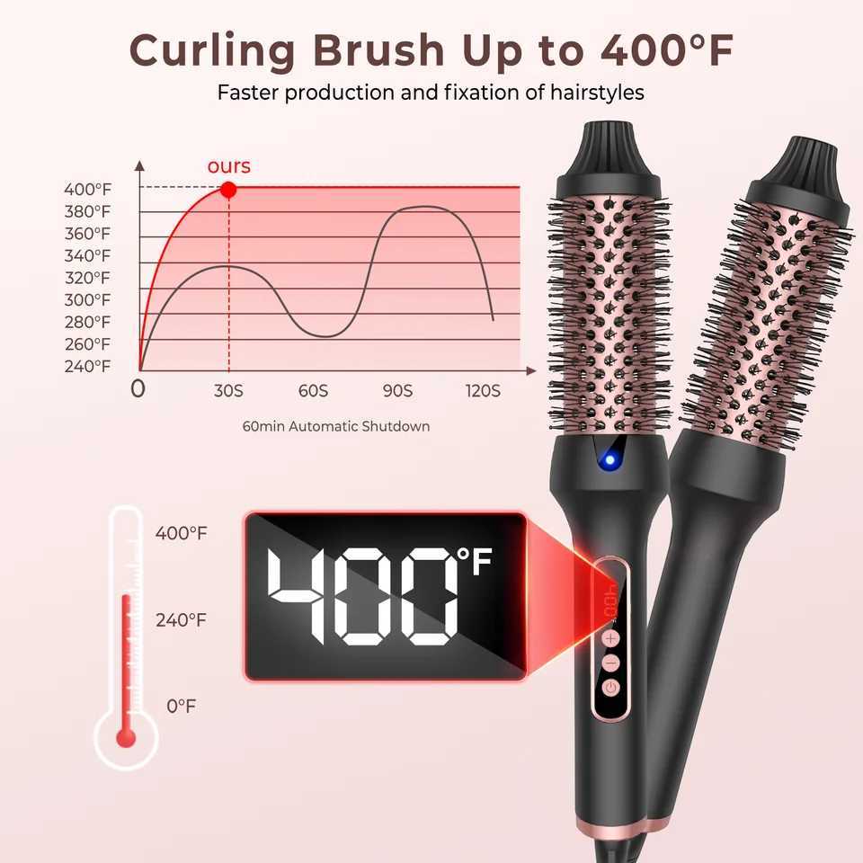 New Arrival 1.5-inch Curling Iron Brush Ceramic Heating Brush Heating Round Brush Electric Curling Comb Z241022