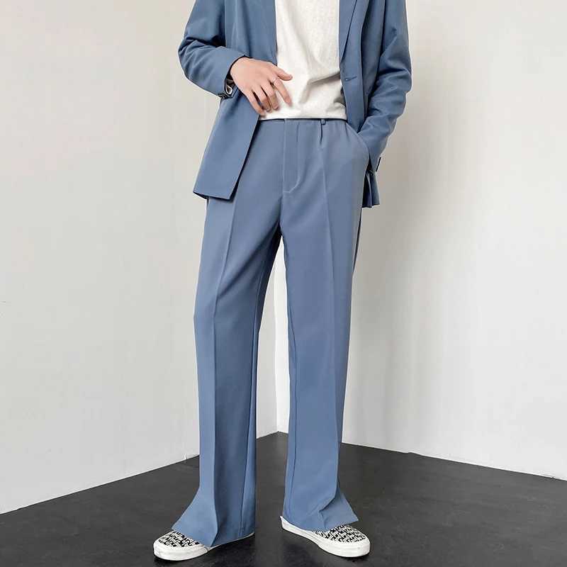 New Men Suit Pants Korean Casual Pant Neutral Solid Fashion Design Wide Leg Business Comfortable Trousers Straight StreetwearX241023