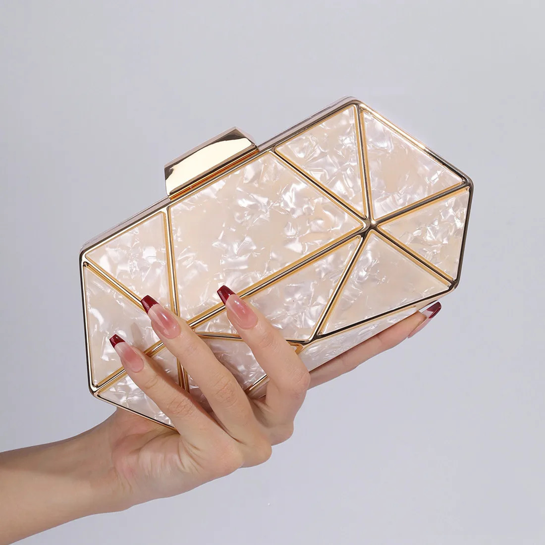 Acrylic Metal Diamond Evening Bag Womens Chain Shoulder Cross Body Bag er Handbag Party Clutch Dinner Bag 241023