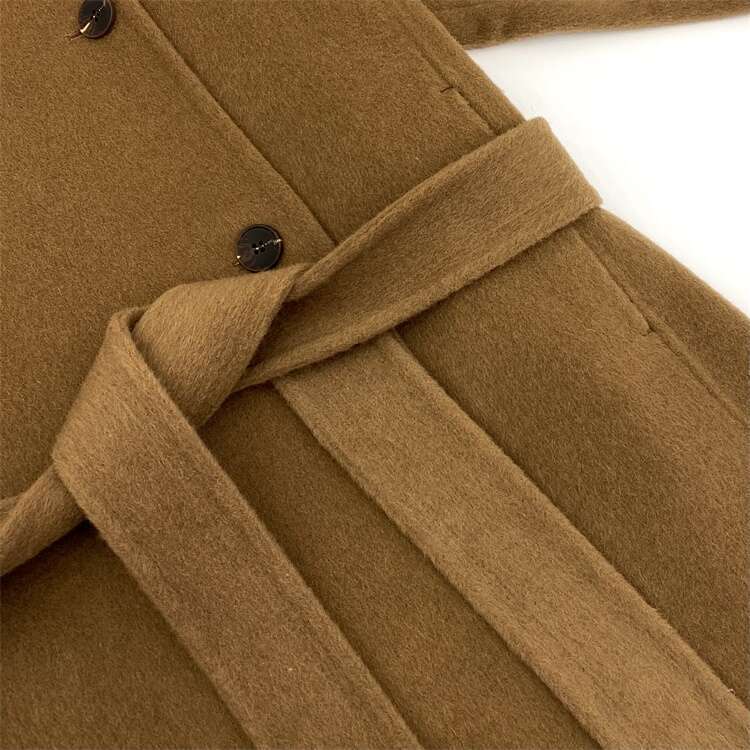 Rose Long Cashmere Coat Women Fashion Loose Lace-Up Stand Collar Double-Sided Single Breasted Woolen Coats Women 2024 New