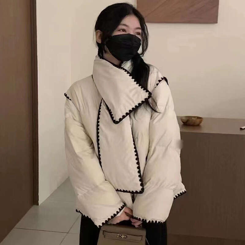 Rose Petite Sweet Casual White Down Jacket Everyday Versatility Winter Women Coat Warm 2023 New