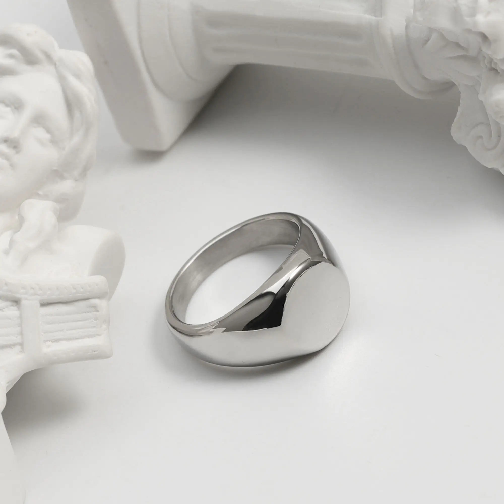 Ring Geometric circle Flat ring Fashion stainless steel punk ring ring