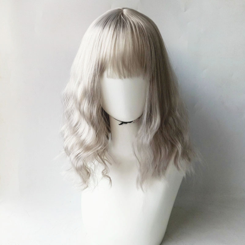 African wig for women with small curly hair, fluffy and natural black medium-length hair, chemical fiber wig