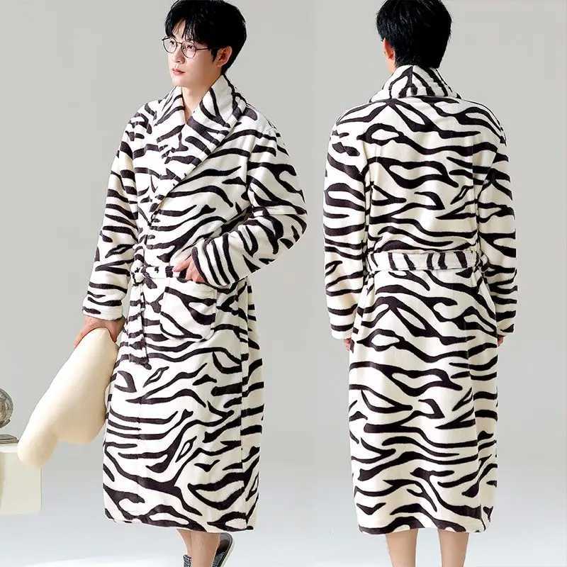 Mens Autumn Thick Coral Pajamas Fce Large Size Wearing Bathtub Warm Long Sves Spring Flannel New Model W241023