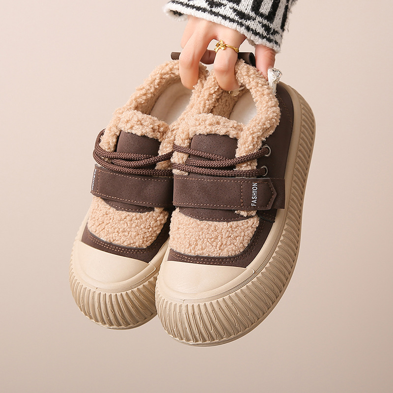 Women's Autumn Winter Lamb Wool Plush Warm Cotton Shoes