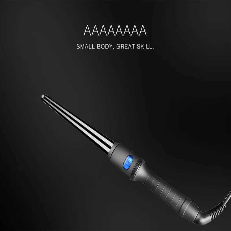 New Arrival Professional LCD Electric Curler Cone Quick Heating Curler Single Tube Ceramic Glue Cone Hairstyling Tool Z241022