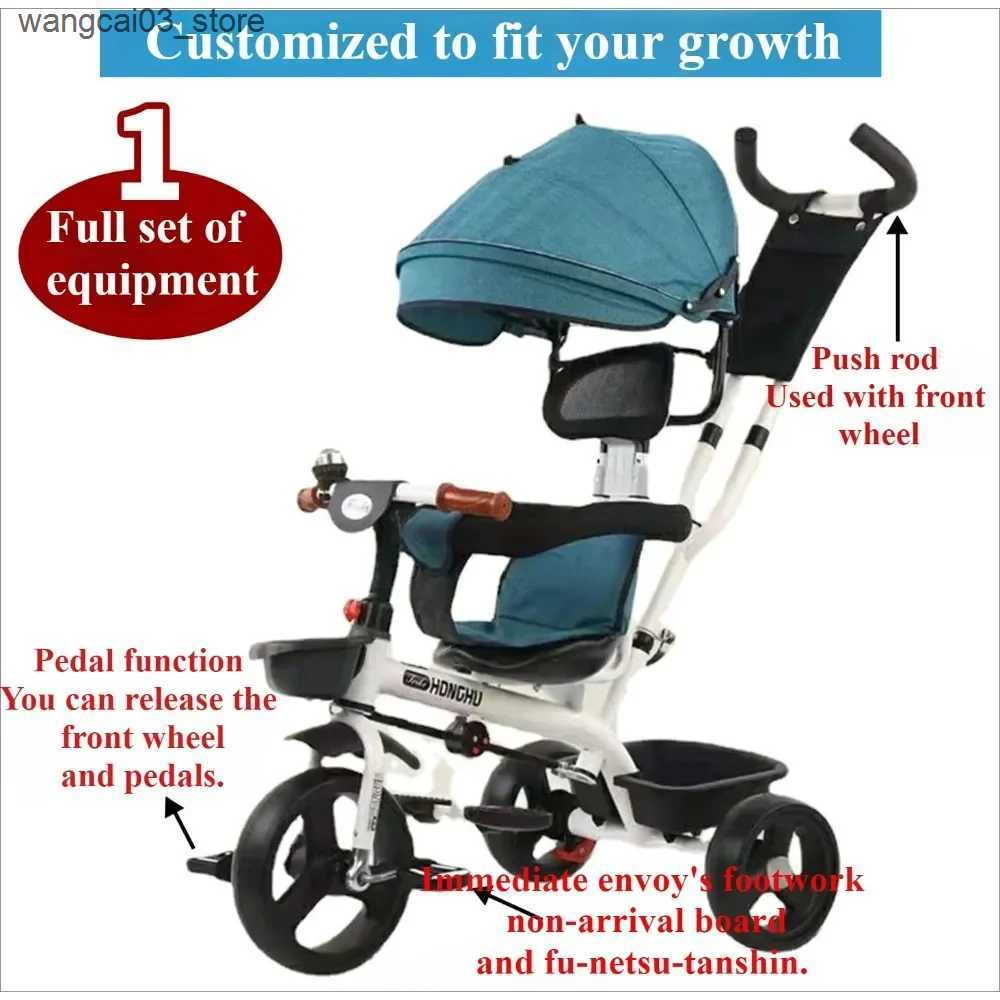 Strollers# 2 in 1 Baby Stroller with Foldable Pedal Kids Tricycle with Large Rear Storage Guardrail Anti-Rollover for Infant Toddlers L240910