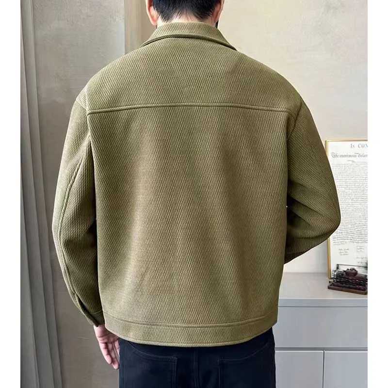 Fashion collar button splicing full-color solid color jacket for mens 2023 autumn/winter loose casual top Korean jacket X241023
