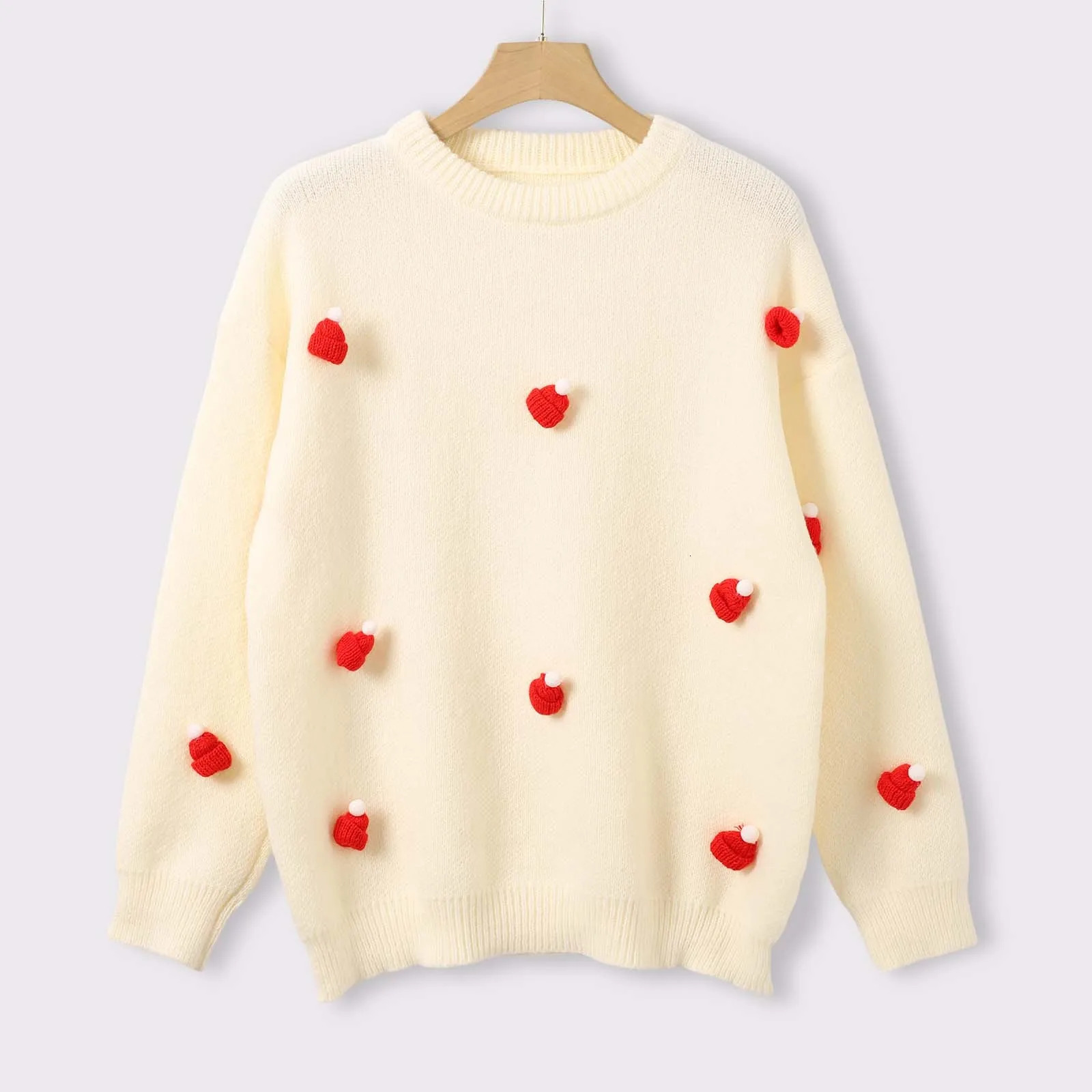 Ugly Christmas Knitted Sweaters for WomenThickened Warm Fashion Elegant Casual Pullovers Solid Loose Long Sleeve Sweater 241021