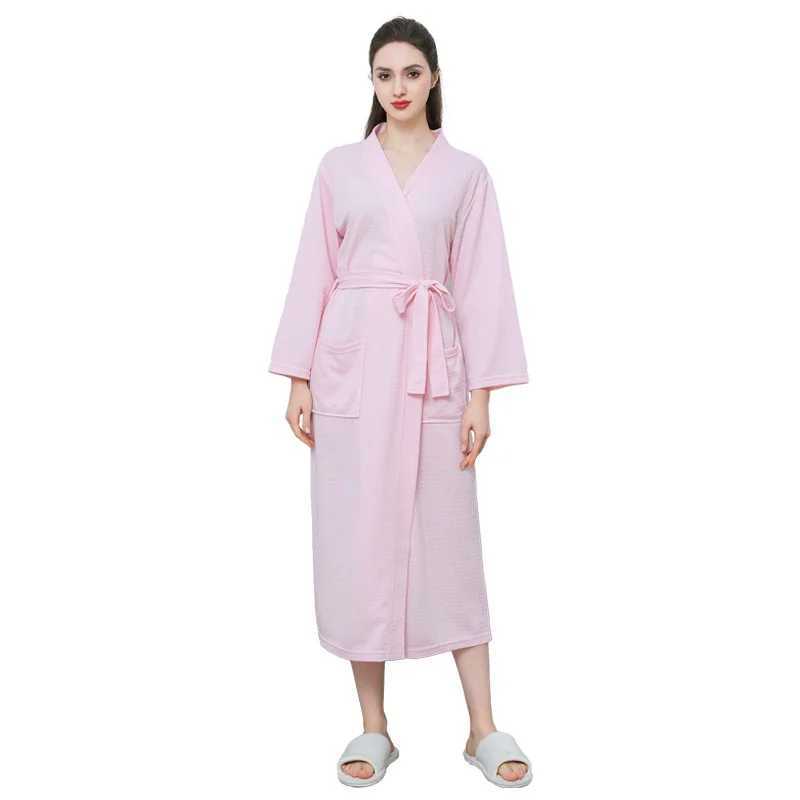 Waffles transparent bathroom mens summer thin robe shower plain weave dress knee length breathable evening gown W241023