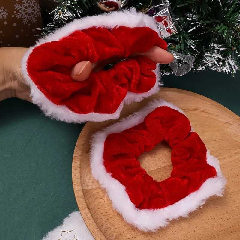 Women Scrunchies Christmas Red Hair Band Accessories Large Hair Tie Solid Color Elastic Women Ponytail Holder Christmas OrnamentX241021