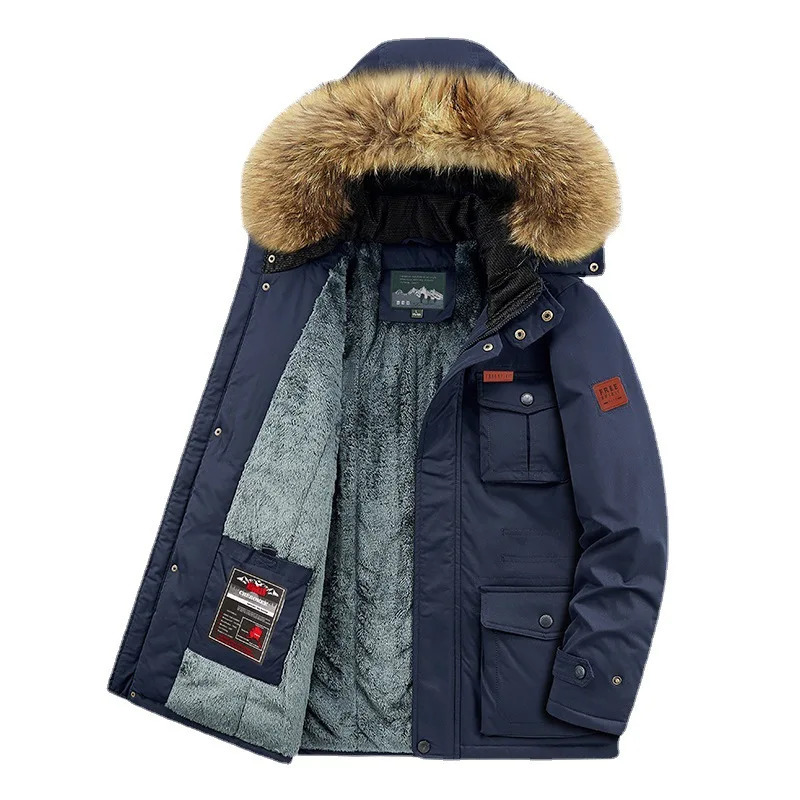 Plus size 8XL mens hooded fashionable mens Parkas thick mens thick coat Parkas hooded windproof mens jacket Parka 241023