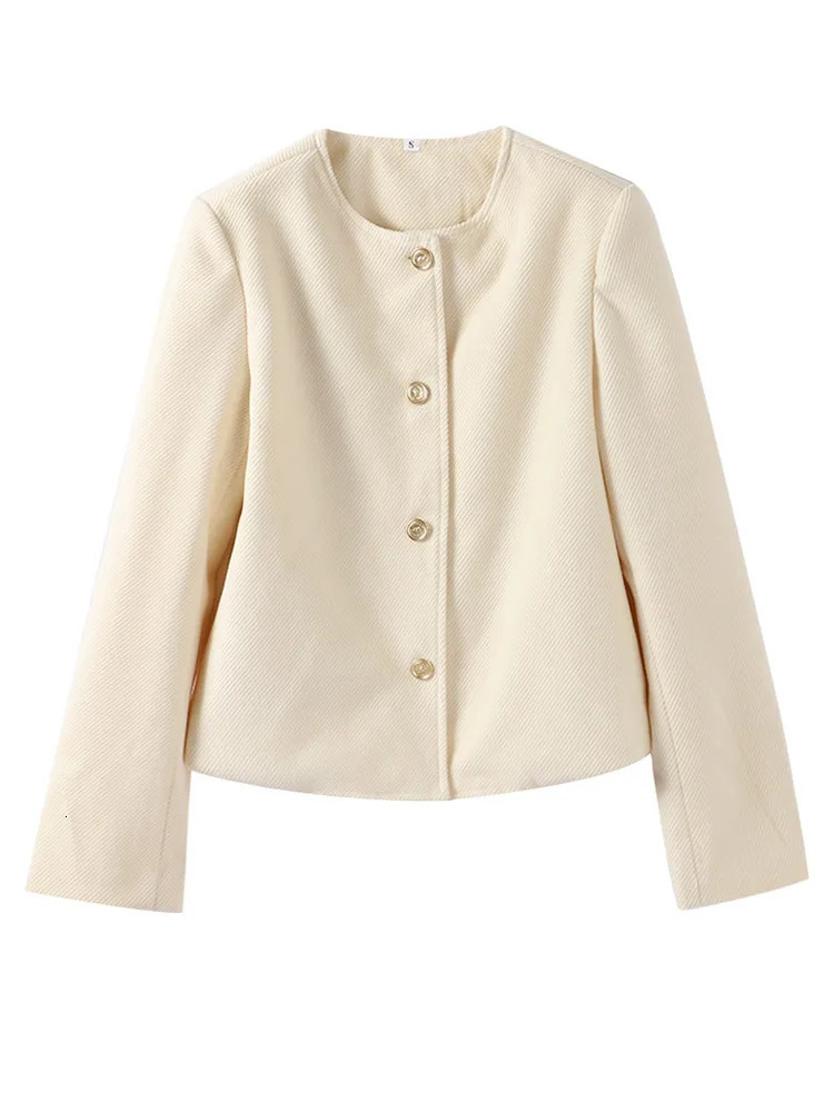 Womens coarse woolen jacket single chest elegant loose jacket long sleeved jacket womens thick casual office womens jacket fashionable top 241023