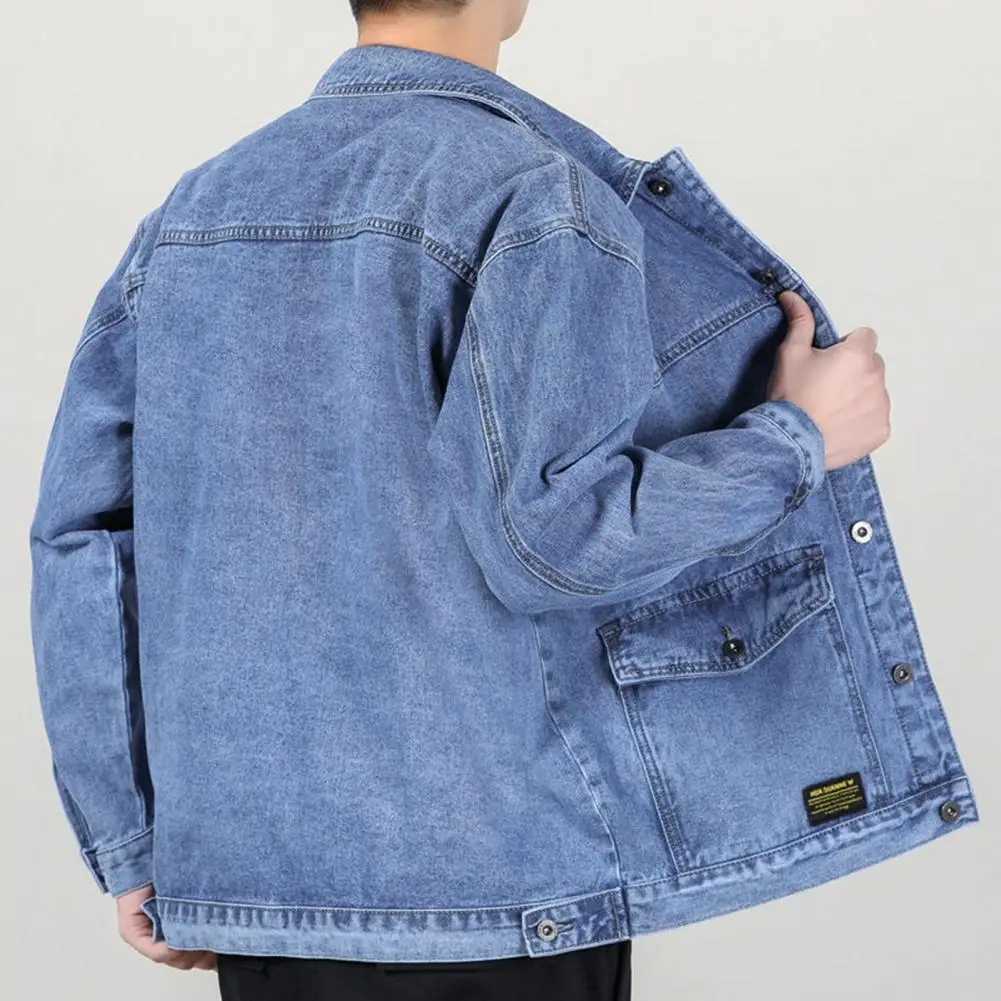 Fashionable mens outerwear casual spring jacket button denim mens autumn jacket hot X241023