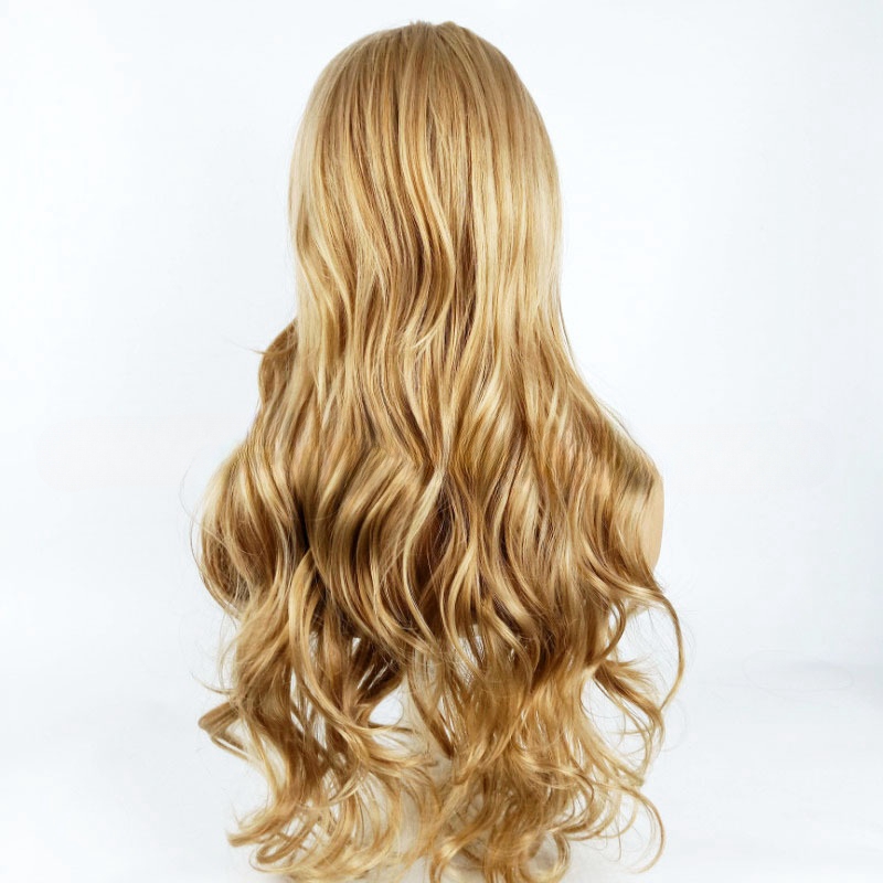Long curly wigs for women wigs synthetic fiber headpiece golden big wave wig