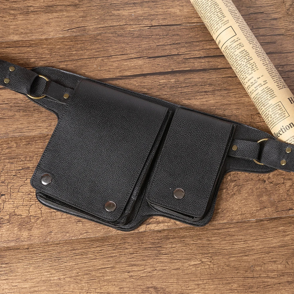 Mens Mini Strap Cross Backpack Shoulder Bag Retro PU Leather Strap Backpack Bicycle 241023