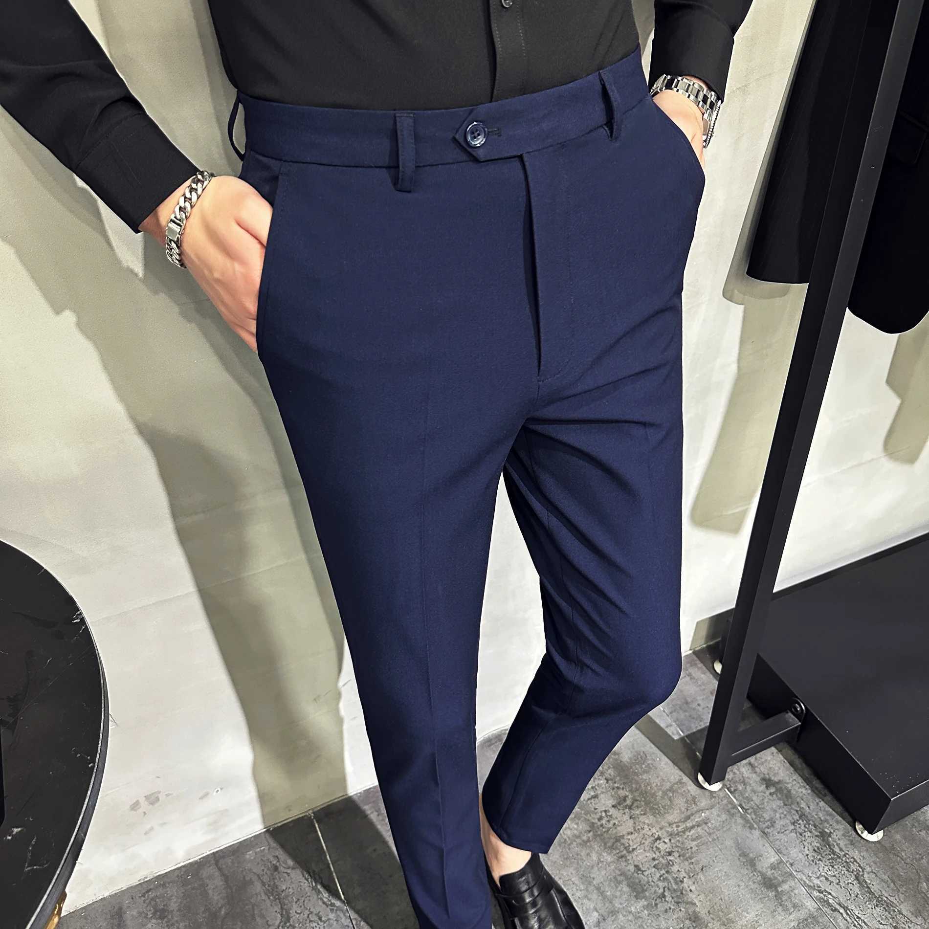 40 42 Summer Ankle Length Business Dress Pants Men Casual Office Social Suit Pant Wedding Party Streetwear Trousers Men ClothingX241023
