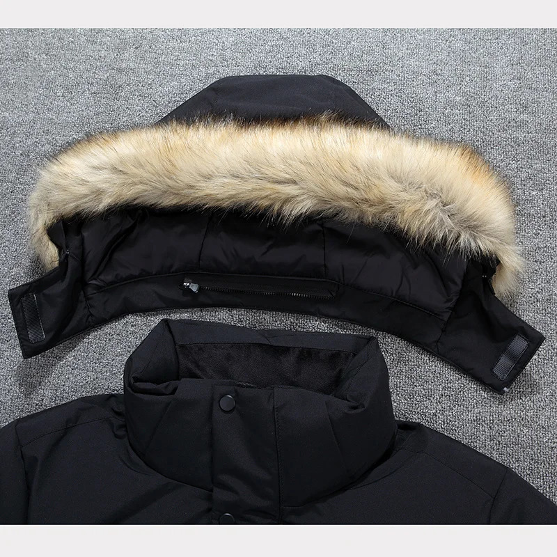 -40 degree white duck down jacket mens thick winter large fur collar warm park waterproof and windproof high-quality 241022