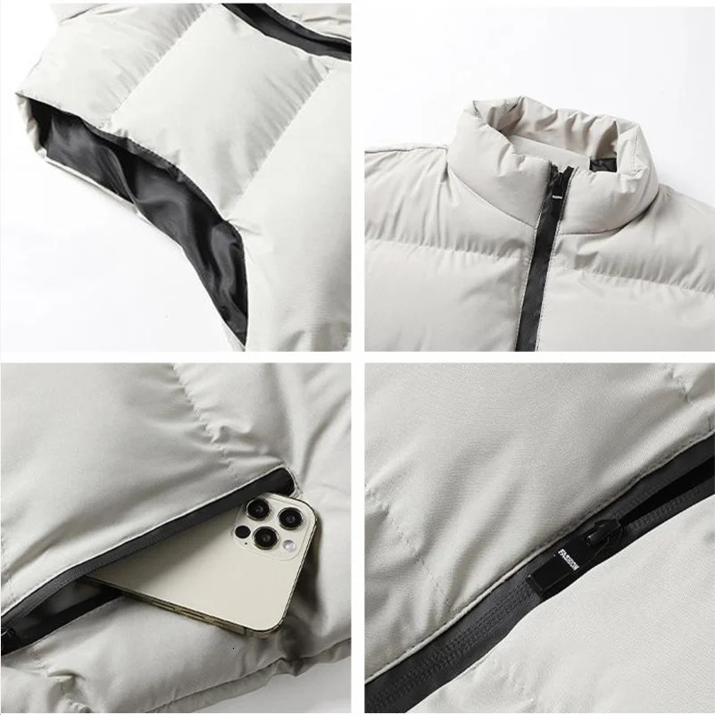 Sleeveless vest mens standing collar thick jacket windproof winter coat custom printing company Diy warm vest 241023