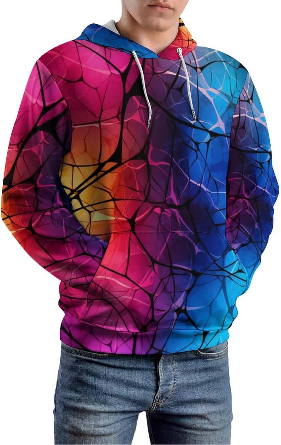 Hoodie for Mens Womens Unisex Vintage Coloful Smoke Pattern Hooded Sweatshirts Pullover Tie-Dye Smoking Cool Graphic Hoody Hoodie Graphic Trendy Warmt