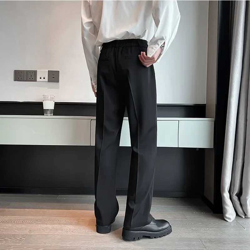 New Men Suit Pants Solid Full Baggy Casual Wide Leg Trousers Black White High Waist Straight Bot Streetwear Oversize PantsX241023